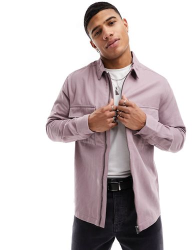 Camicia giacca color malva in twill con zip - ASOS DESIGN - Modalova