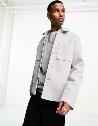 Camicia giacca grigia effetto lana - ASOS DESIGN - Modalova