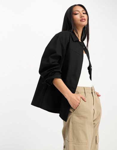 Camicia giacca in cotone leggero nero con tasche - ASOS DESIGN - Modalova