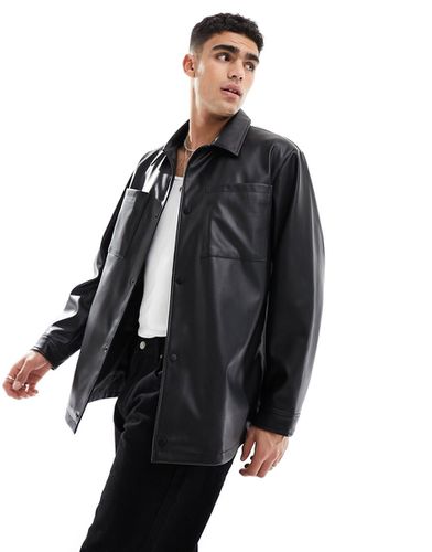 Camicia giacca in pelle sintetica nera - ASOS DESIGN - Modalova