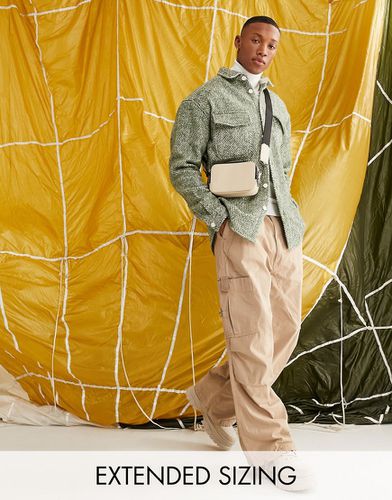 Camicia giacca oversize anni '90 in misto lana medio con motivo a spina di pesce - ASOS DESIGN - Modalova