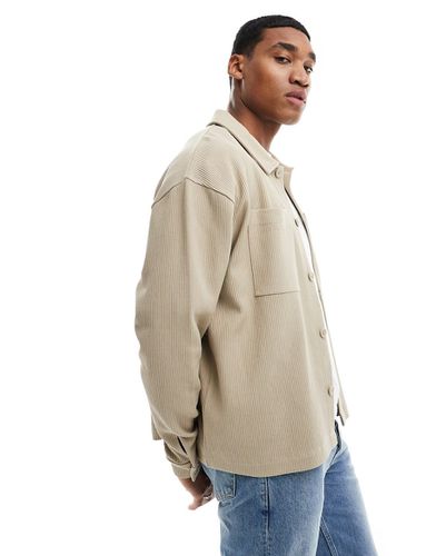Camicia giacca oversize beige a coste - ASOS DESIGN - Modalova