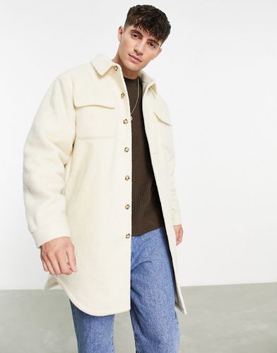 Camicia giacca oversize taglio lungo effetto lana sporco - ASOS DESIGN - Modalova
