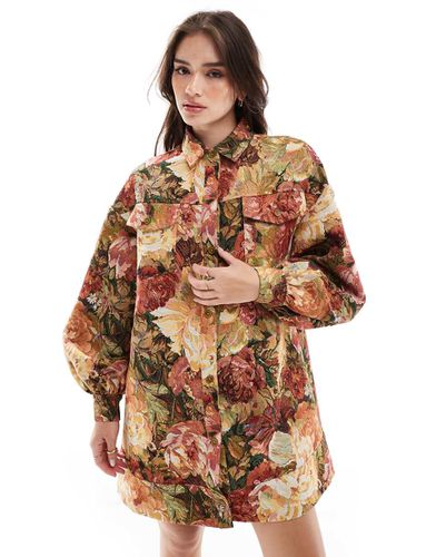 Camicia oversize con stampa a fiori e tasche scivolate - ASOS DESIGN - Modalova