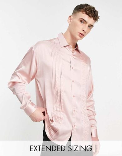 Camicia oversize in raso con pieghe frontali - ASOS DESIGN - Modalova