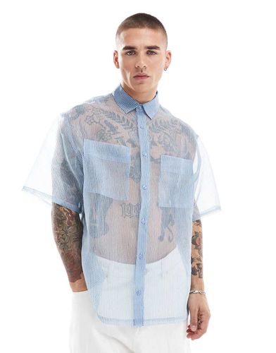 Camicia oversize squadrata con rever in organza a righe - ASOS DESIGN - Modalova