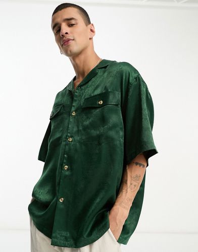 Camicia oversize squadrata con tasche in raso sandwash - ASOS DESIGN - Modalova