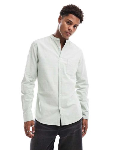 Camicia Oxford slim fit menta con collo serafino - ASOS DESIGN - Modalova