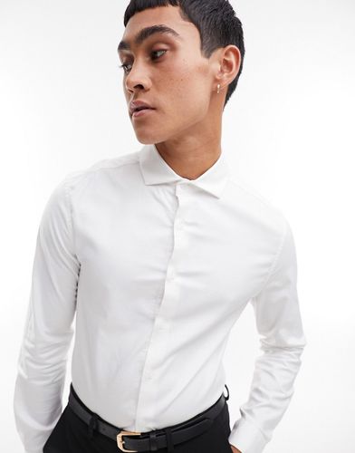 Camicia premium skinny in twill facile da stirare con colletto alla francese - ASOS DESIGN - Modalova