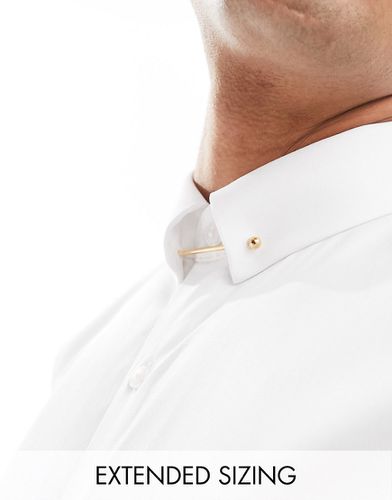 Camicia slim bianca in rasatello con colletto con barretta - ASOS DESIGN - Modalova