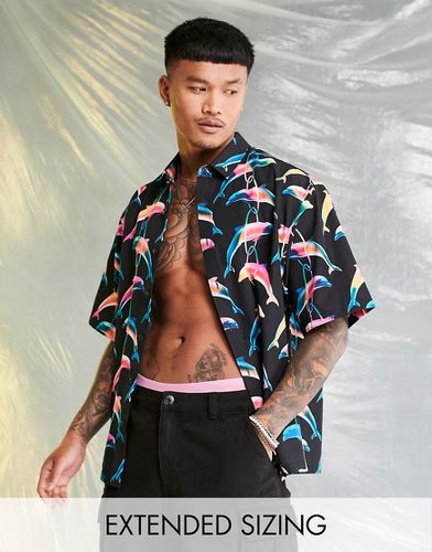 Camicia squadrata oversize con stampa di delfini - ASOS DESIGN - Modalova