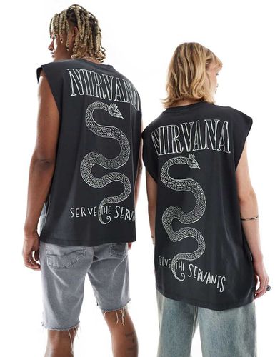 Canotta unisex oversize slavato con grafiche "Nirvana" stampate su licenza - ASOS DESIGN - Modalova