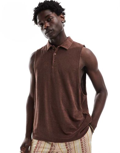 Canotta vestibilità comoda in spugna con colletto stile polo - ASOS DESIGN - Modalova