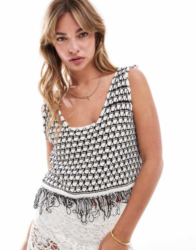 Canotta in maglia monocromatica con nappine - ASOS DESIGN - Modalova