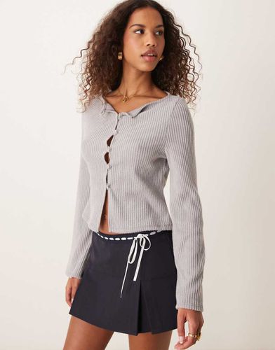 Cardigan squadrato a maniche lunghe a coste spazzolato con scollo a barchetta - ASOS DESIGN - Modalova