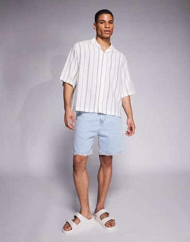 Chemise texturée oversize coupe carrée avec col à revers et rayures - Vert/ - Asos Design - Modalova