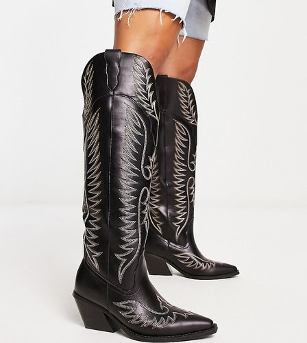 Chester - Stivali al ginocchio stile western a pianta larga neri con cuciture a contrasto - ASOS DESIGN - Modalova