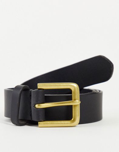 Cintura elegante in pelle nera con fibbia oro anticata - ASOS DESIGN - Modalova