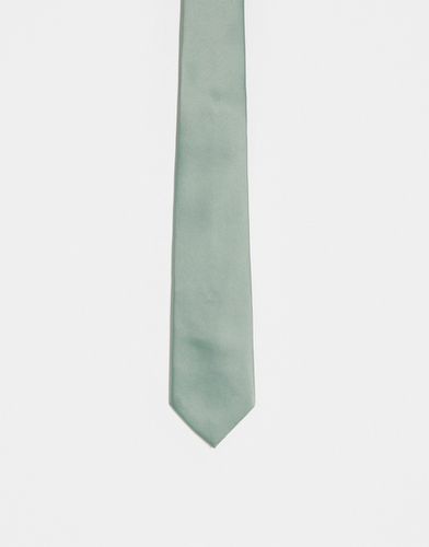 Cravatta in raso salvia - ASOS DESIGN - Modalova