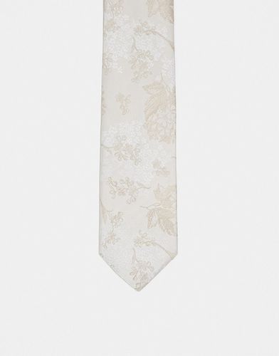 Cravatta sottile color crema con motivo floreale - ASOS DESIGN - Modalova