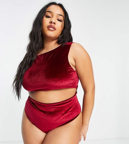 ASOS DESIGN Curve - Costume da bagno in velluto con anelli sui lati - ASOS Curve - Modalova