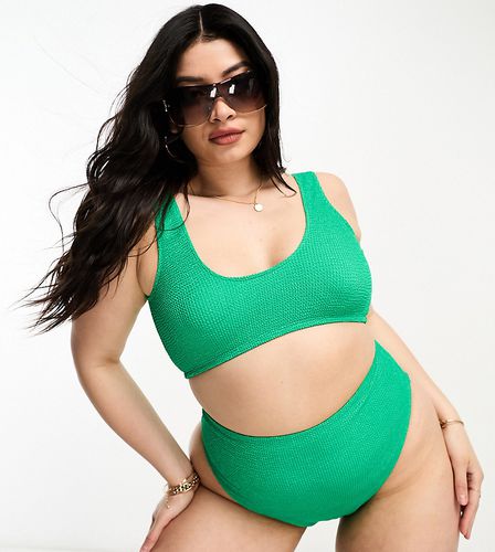 ASOS DESIGN Curve - Crop top bikini mix and match stropicciato gioiello con scollo rotondo - ASOS Curve - Modalova