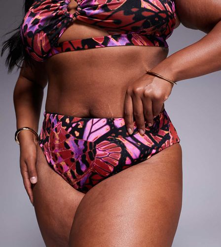 ASOS DESIGN Curve - Brooke - Bas de bikini échancré à taille haute - Imprimé papillons - Asos Curve - Modalova