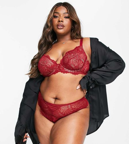 ASOS DESIGN Curve - Sienna - Reggiseno scollo profondo in pizzo bordeaux con ferretto - ASOS Curve - Modalova