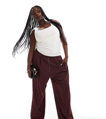 Curve - Pantaloni basic bordeaux a righe - ASOS DESIGN - Modalova