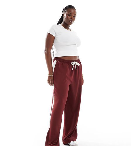 ASOS DESIGN Curve - Pantaloni bordeaux con pannello a contrasto - ASOS Curve - Modalova