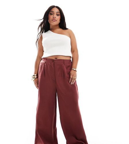 ASOS DESIGN Curve - Pantaloni dad fit a fondo ampio bordeaux slavato - ASOS Curve - Modalova