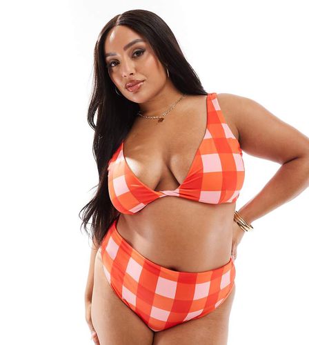 Curve - Picnic - Crop top bikini incrociato sul davanti a quadretti - ASOS DESIGN - Modalova