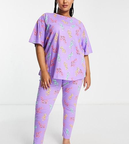 ASOS DESIGN Curve - Pigiama con t-shirt oversize e leggings con dinosauri e aragoste - ASOS Curve - Modalova