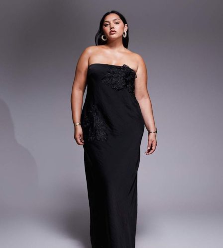 ASOS DESIGN Curve - Robe bandeau longueur mollet avec fleurs appliquées - Asos Curve - Modalova