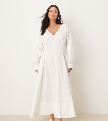 ASOS DESIGN Curve - Robe longue en popeline à manches longues et col V - Asos Curve - Modalova