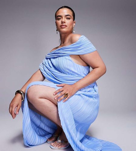 ASOS DESIGN Curve - Robe plissée longue avec jupe portefeuille et encolure drapée - pastel - Asos Curve - Modalova
