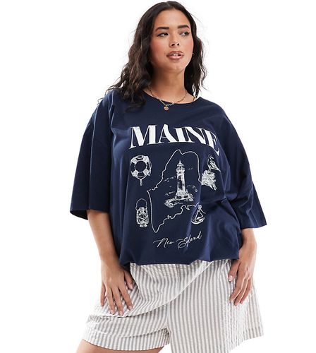 ASOS DESIGN Curve - T-shirt oversize con stampa "Maine" - ASOS Curve - Modalova
