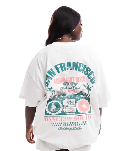 ASOS DESIGN Curve - T-shirt oversize color crema con grafica "San Francisco Dance Music" - ASOS Curve - Modalova