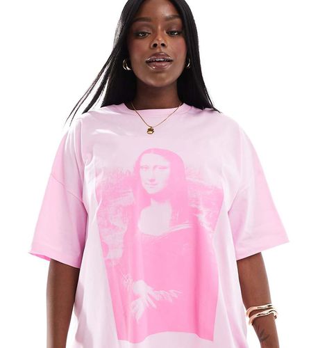 ASOS DESIGN Curve - T-shirt oversize con stampa di Monna Lisa su licenza - ASOS Curve - Modalova