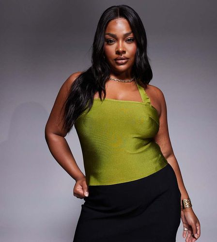 ASOS DESIGN Curve - Top bandage à bretelles dos nu - Olive - Asos Curve - Modalova