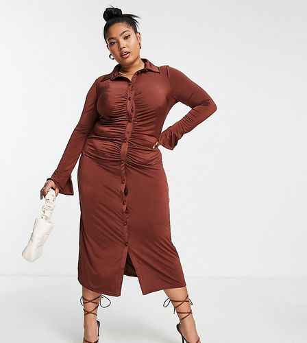 ASOS DESIGN Curve - Vestito camicia midi slim e sinuoso con arricciature - ASOS Curve - Modalova