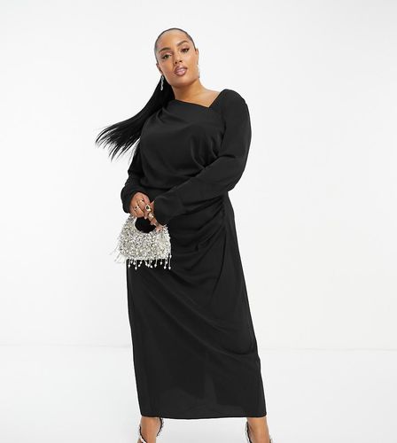 ASOS DESIGN Curve - Vestito midi con scollo asimmetrico e maniche arricciate - ASOS Curve - Modalova