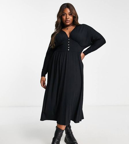 ASOS DESIGN Curve - Vestito midi da giorno a maniche lunghe con bottoni - ASOS Curve - Modalova