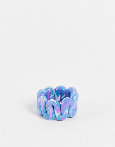 Anello in plastica spessa con motivo curvo lilla e blu effetto marmo - ASOS DESIGN - Modalova