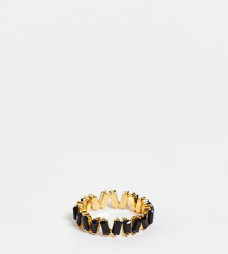 Anello placcato oro 14 carati con cristalli baguette neri - ASOS DESIGN - Modalova