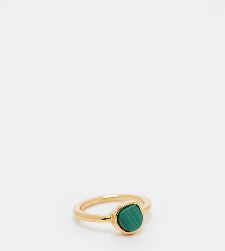 Anello placcato 14 k con pietra stile malachite colata - ASOS DESIGN - Modalova