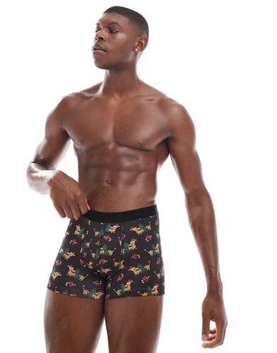 Boxer aderenti neri con stampa natalizia con bassotti - ASOS DESIGN - Modalova