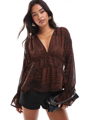 Blusa in chiffon morbido cioccolato a righe - ASOS DESIGN - Modalova