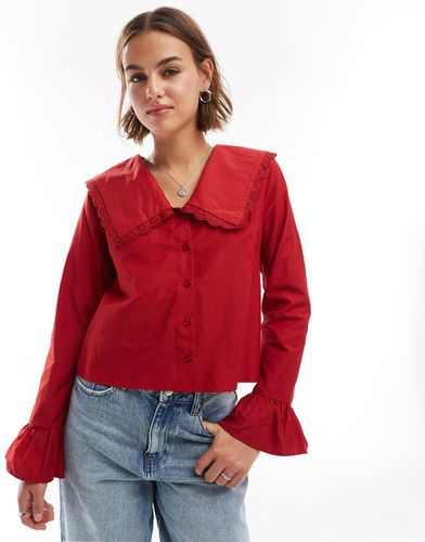 Blusa rossa in popeline con colletto oversize - ASOS DESIGN - Modalova