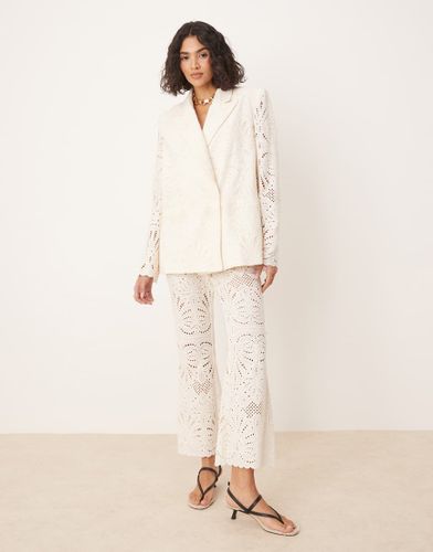 Blazer d'ensemble en broderie anglaise - Crème - Asos Design - Modalova